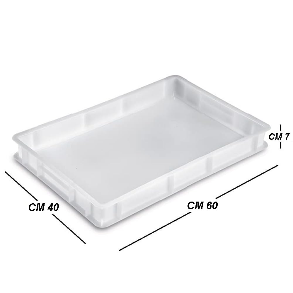 Set 5 Cassette con Coperchio portaimpasti palline Pizza Pane panette 60x40x7 certificata per alimenti VASCHETTA DA FRIGO professionale litri 12 impilabile sovrapponibile PIZZERIA CASEIFICI
