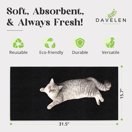 Image of DAVELEN Disposable Pet Towels (50-Pack), Super Absorbent, for Small, Medium, Large Dogs & Cats | Paws, Fur, Body Use | Bleach and Dye Free, Ecofriendly | Towels Size: 31.5 inch x 15.5 inch (Black)