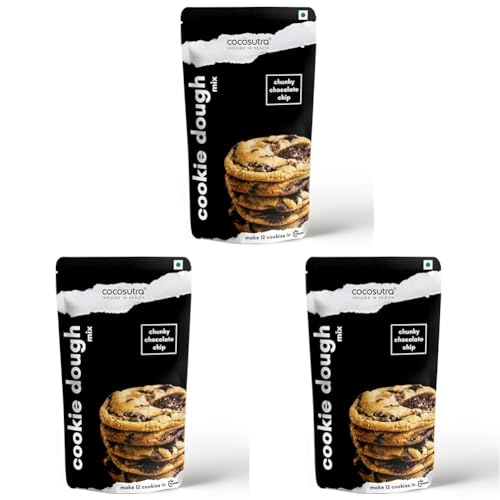 Image of Cocosutra Cookie Dough Mix - Chunky Chocolate Chip | with natural ingredients | 3 Easy Steps for Perfect Cookies - Whisk, Scoop & Bake | Instant Baking Mix | 220 g (Pack of 3)