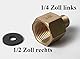 SZH Adapter für Gasherd Übergang 1/2 zoll auf 1/4 zoll Adapter für Gasschlauch inklusive Dichtung in ½” Zoll Gaskocher Camping Anschluß für Gasgrill Gasherd oder Kochfeld