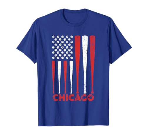 Chicago Flag Vintage Baseball Gift for Men Women Kids T-Shirt