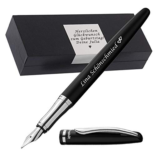 Pelikan Füller mit Gravur als Geschenk & Symbol mit Gravur auf Geschenkverpackung Füllhalter Jazz Elegance Schwarz FS PS62