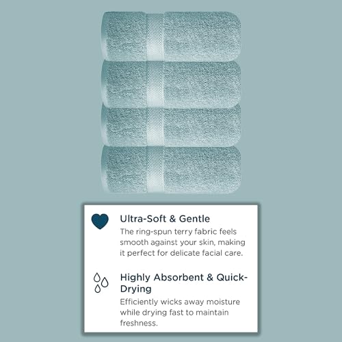 Image of Sulfar 100% Combed Cotton, Quick Drying Highly Absorbent Thick Bathroom Towels, Luxury Bath Towel Set (Pack of 4, 70 X 140 cm) - 600 GSM (Nile Blue)