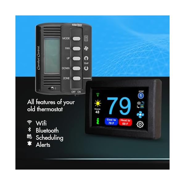 Micro air easytouch digital wifi or bluetooth thermostat programmable reliable replacement rv dometic thermostat outdoor rv camping heat ac air conditioner 357 black  urban country home decor