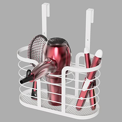YIGII Hair Dryer Holder - White Hair Tool Organizer 3-in-1 Blow Dryer Holder Cabinet Door, Bathroom Organizer Hair Styling Tools Storage for Hair Dryer, Flat Irons, Hair Straighteners, 3 Sections