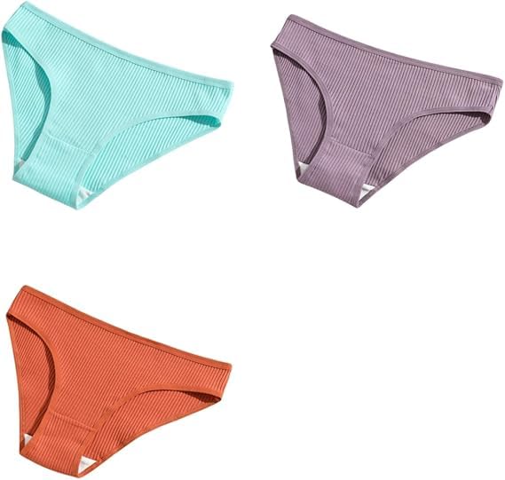 3pcs Seamless Panties Cotton Briefs Low Waist Bikini Panty Sports Underwear Girls Breathable Solid Color Ribbed Underpants-image-25