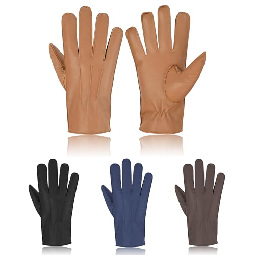 Swift Wear Mens Leather Driving Gloves Unlined Retro Vintage Classic Stylish Genuine Real Leather Warm Thermal Winter Black Chauffeur Gloves (Dark Brown, M)