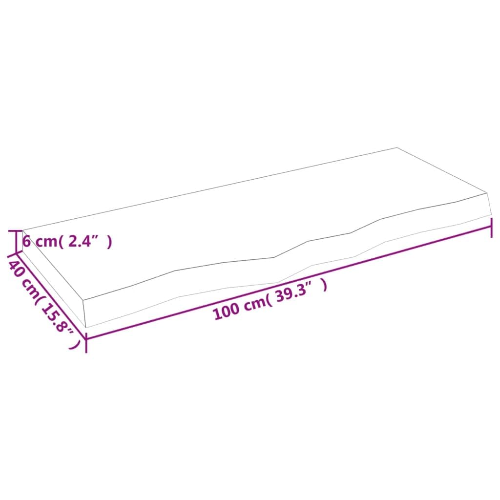 Encimera de baño Madera Maciza sin Tratar 100x40x6 cm, Encimera Cocina, Tablero para Mesa, Encimera Lavabo, Muebles De Baño - 3156034