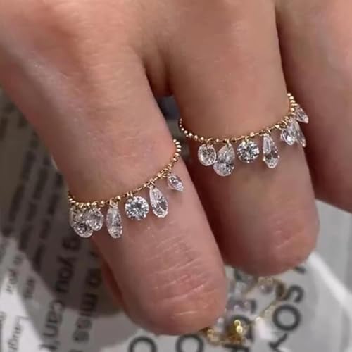 Cubic Zirconia Rings Boho Gold Statement Adjustable Wedding Jewelry Rings Engagement Ring for Women Anniversary Birthday Gifts3