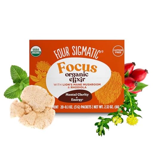 Four Sigmatic Lion's Mane Elixir Mushroom Coffee Alternative Organic Lion's Mane Mushroom Powder, Rhodiola & Rose Hips | Immune & Memory Support | Paleo | Pack of 20