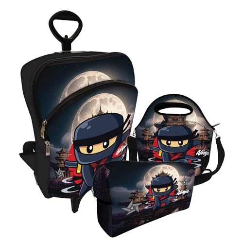 Kit Escolar Mochila C/Roda+Lancheira+Estojo Ninja