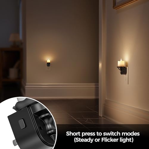 Image of Briignite Candle Night Light, Warm White Night Lights Plug into Wall 2 Pack, LED Flicker Candle Night Light with Light Sensor, 0-100LM Dimmable Nightlight for Kids Hallway Bathroom