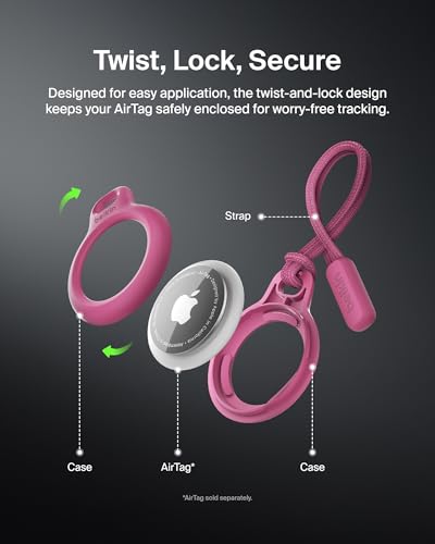 image for Belkin Apple Airtag Secure Holder With Strap - Apple Air Tag Keychain 