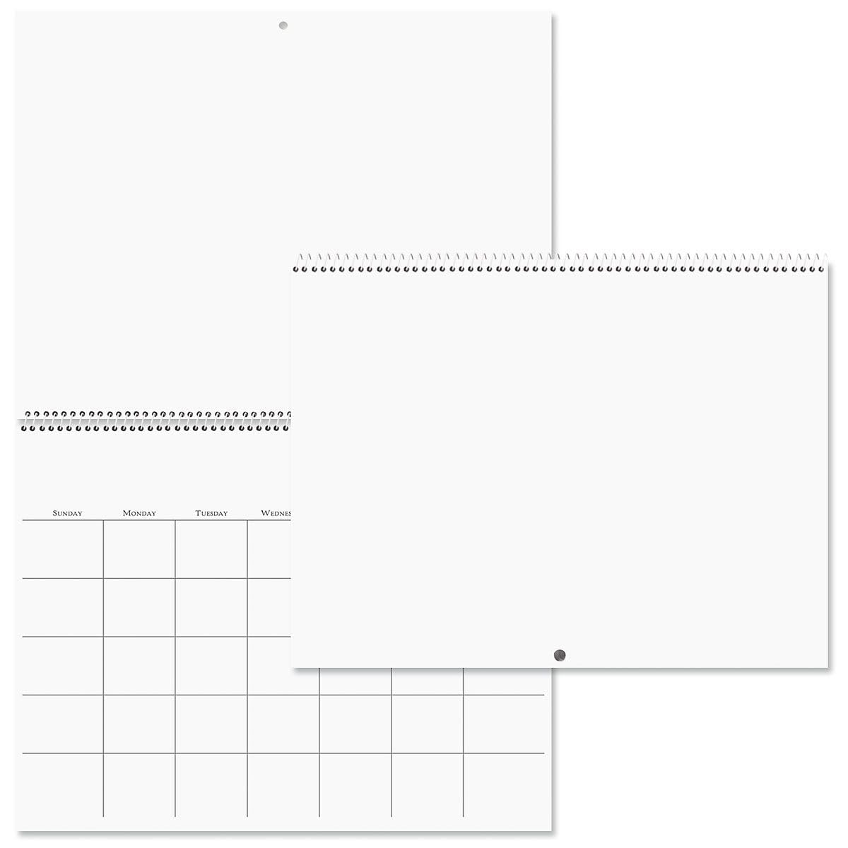 Blank Scrapbook Wall Calendar, Undated, 12-Inch x 9-Inch Size Closed, 18-Inch Size Open, Large Bookstore-Quality, DIY Spiral-Bound Hanging Monthly