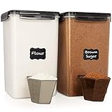 XXL 7 qt / 6.5 L / 220 Oz Food Storage Airtight Pantry Containers [Set of 2] WIDE & DEEP + FREE 2...