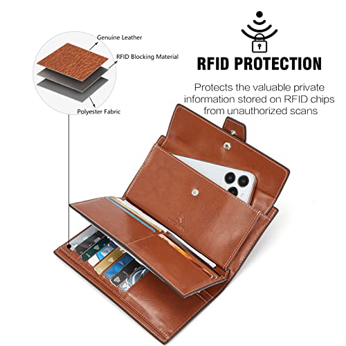 Bostanten Womens Leather Wallets Rfid Blocking Large Capacity Credit Card Holder Phone Clutch Brown #TOP5