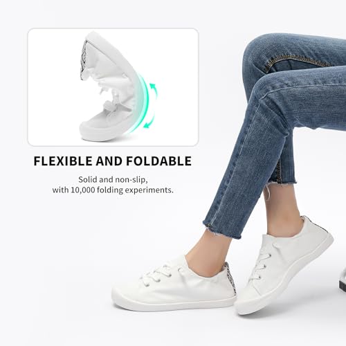 Image of BENPAO Women's Canvas Slip on Sneakers White Tennis Shoes