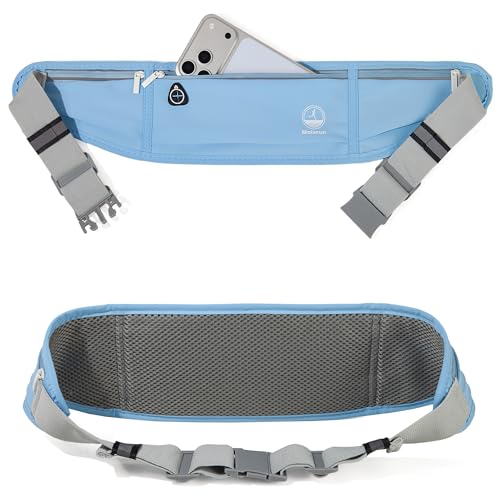 Image of Slim Running Belt Fanny Pack, Phone Holder Waist Pack Money Belt - Blue