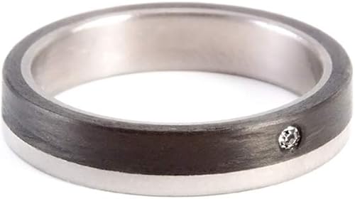Miniatura 2 de Women's titanium and carbon fiber ring. Unique black matte wedding band. Water resistant, very durable and hypoallergenic. (00309_4S1)