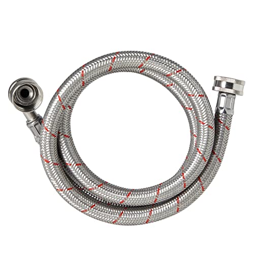 Built Industrial 2 Pack Universal Washing Machine Hoses with 90 Degree Elbow Connection, Stainless Steel Rust and Burst Protection (4 Feet)