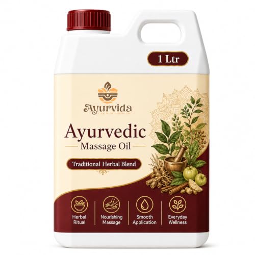 Image of Ayurvedic Massage Oil - Herbal Body Massage Oil for Relaxation, Lymphatic Drainage & Deep Skin Nourishment | Daily Abhyanga Oil | 1Ltr