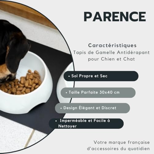 PARENCE.- rutschfeste Napfmatte für Hund und Katze – 30x40 cm Schutzmatte für Futter und Wasser – wasserdicht, leicht zu reinigen, ideal für saubere und trockene Böden