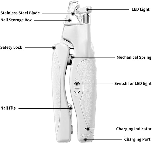 Haustier Nagelknipser mit LED-Licht, hunde krallenschere Krallenschneider, Nagelfeile Krallenpflege für Mittlere & Kleine Hunde und Katzen, Professionelle Nagelschneider Scharfe Klinge Sicheres