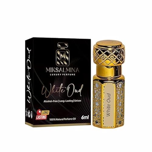 MIKSALMINA White Oud Attar Roll On Perfume, Non-Alcoholic, 6ml, Unisex Gift