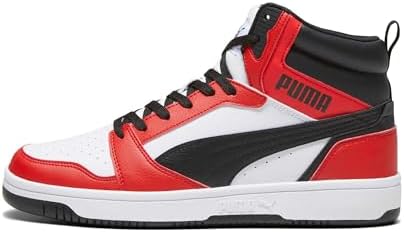 PUMA Rebound V6, Unisex Trainers - Adult, White Black For All Time Red, 43 EU / UK 9