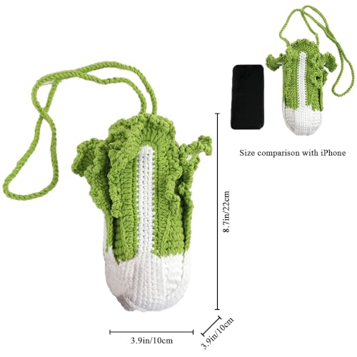 Handmade Knitted Purse Cabbage Shape Shoulder Bag for Women Wool Knitted Crossbody Bag with Drawstring2