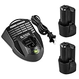 DONGPUCUN 2Pack 12V 3.0Ah Battery and Charger Kit for Bosch 12V Battery BAT414 BAT413 BAT412 BAT411 BAT411A BAT420 GBA12V30 with BC330 Battery Charger for Bosch 12V BAT414 Lithium Battery