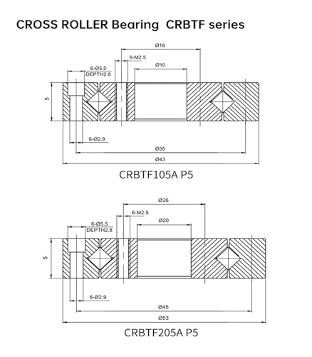 Roulement à rouleaux croisés de précision 10 x 43 x 5 mm CRBTF105A - 3
