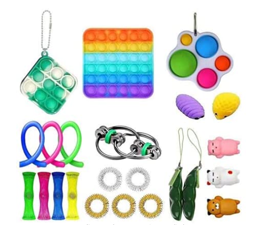 Kit De Juguetes Sensoriales, 23 Pack/Set Juguete Antiestres Pop-it Fidget Sensory Toys, Push Bubble Fidget Juguete Sensorial para Autismo Necesidades Especiales para Aliviar El Estr�s