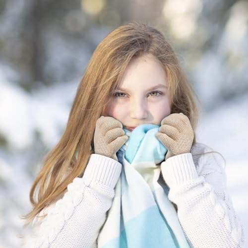 Image of ONESING Kids Knit Gloves - Stretchy Gloves for Boys Girls Winter, Solid Finger Gloves for Children