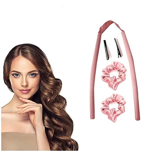 Diadema de barra rizadora sin calor, rizador sin calor, juego de rizador de cabello sin calor mejorado, cinta de seda suave, rodillos de cabello para dormir, sin calor, juego de rizador perezoso para