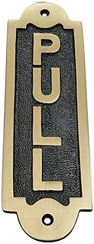 Adonai Hardware "Pull Brass Door Sign - Dual Tone Antique Brass