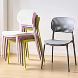 Silla de comedor apilable moderna de color rojo, taburete de cocina de plástico con respaldo alto, ideal para hogares pequeños, 1 pieza
