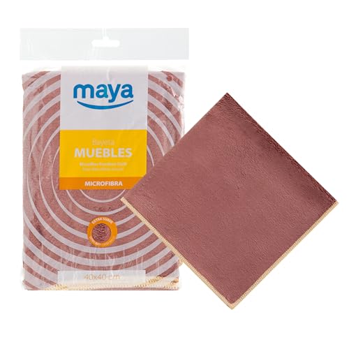 Maya Bayeta Microfibra Muebles. Limpieza de Superficies de Madera. 40 x 40 cm. Alta Captación de Polvo. Uso en Seco (Marrón)
