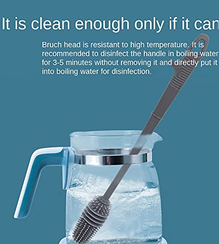 Giffy® Silicone TPR Made Bristles Bottle Cleaner Soft Brush for Baby Feeding Milk Bottle, Narrow Neck Jars, Sports Bottle, 13 Inch Long, Grey 4