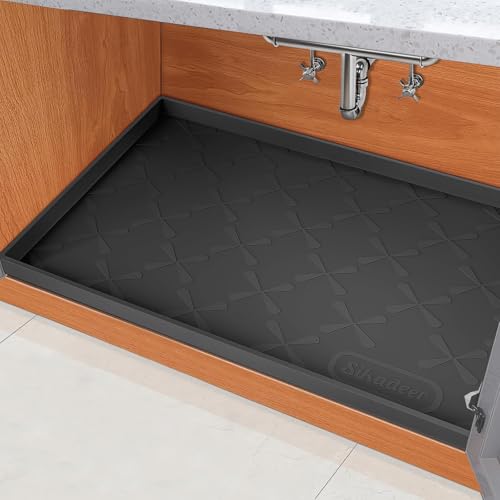 SIKADEER 22" x 19" Under Sink Mat Waterproof, Silicone Mat Kitchen Drawer Shelf and Cabinet Liner, Sink Protector for Kitchen Organizers and Storage, Boot Tray Pet Food Mats