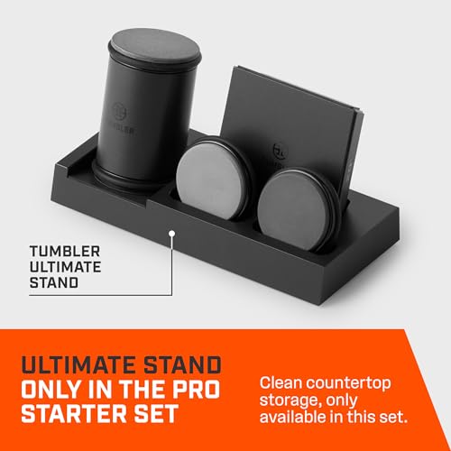 Image of Tumbler Pro Black Rolling Knife Sharpener Starter Set - Knife Sharpening Made Easy - Sharpening Kit Includes Magnet Holder Pro, Whetstone Upgrade Discs (3000 & 6000 Grit) & Weighted Pro Stand