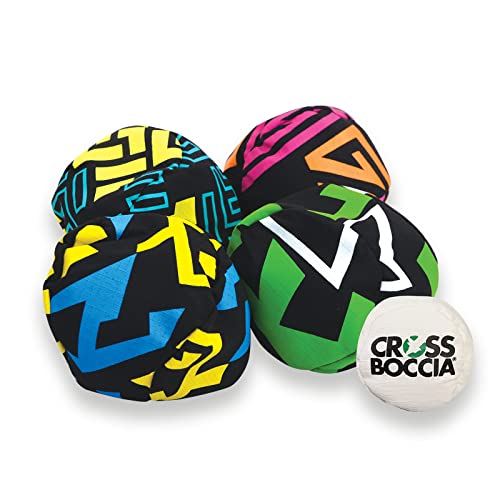 Crossboccia Soft Boule Set Family Pack Pro Wurfspiel aus Stoff für Indoor und Outdoor für 4 Spieler Bunt