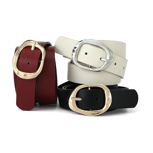 Image of Earnda Women Leather Belt for Jeans Dresses Fashion Buckle Waist Belts