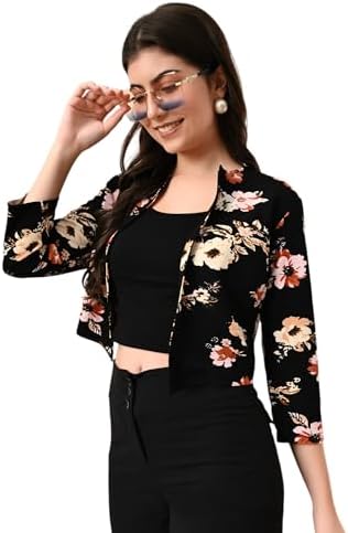 IUGA Women Jacket Style 3/4th Sleeve Black Shrug