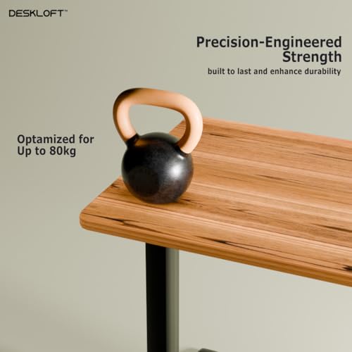 Image of Manual Height Adjustable Desk | Ergonomic Sit Stand Workstation with Walnut Wood Grain Top | Hand Crank Adjustable Computer Table for Home Office (Black Frame & Brown Top, 1200 x 600 mm)