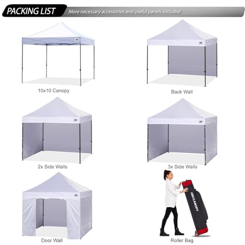 Image of ABCCANOPY Heavy Duty Easy Pop up Canopy Tent with Sidewalls 10x10, White