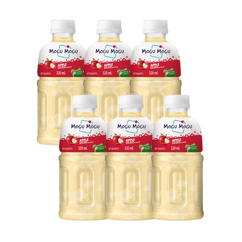 Image of Mogu Mogu Apple Juice Drink with Nata de Coco Jelly 320ml (Pack of 6)| Refreshing Tropical Thai-Made Sip & Chew Beverage