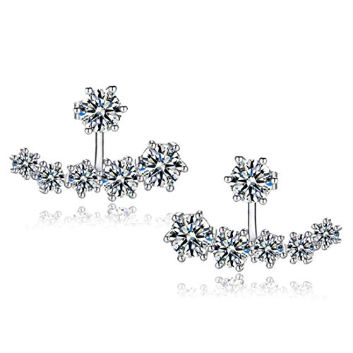 sanfnee Bling Clear Cubic Zirconia Crystal Ear Jackets Stud Earrings Ears Wraps for women