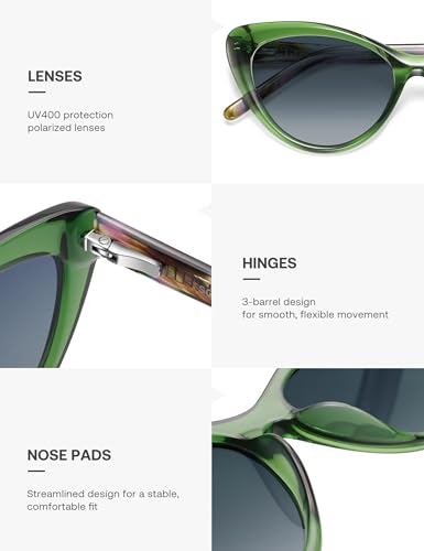 Image of SOJOS Acetate Cat Eye Sunglasses Women Handmade Polarized Retro Lightweight Fashion 90s Style UV400 Sunnies, Lola