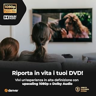 Lettore DVD per TV con HDMI Upscaling 1080p – DVD Player con USB SCART – Lettore CD DVD Compatibile Smart TV Samsung LG Sony – Region Free – Lettore HiFi Compatto
